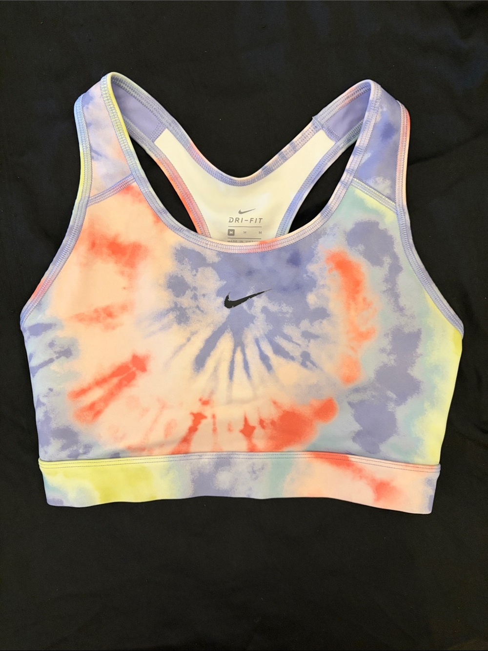 Nike Tie-Dye Dri-FIT Racerback Sports Bra - Purple, Coral, Yellow